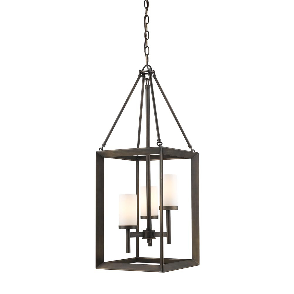 Smyth 3 Light Pendant (Gunmetal Bronze & Opal Glass)